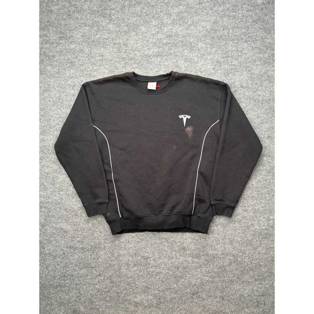Tesla Motors Crewneck Sweatshirt Black‎ White Logo Unisex Medium TSLA7885R